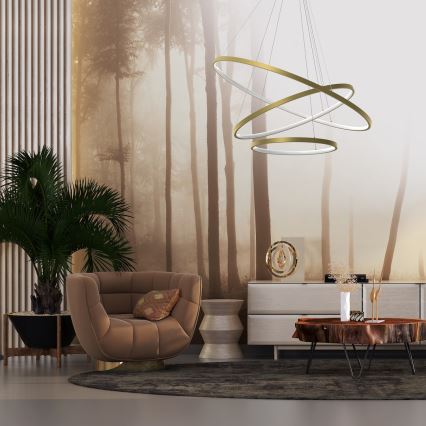 Lampadario LED a sospensione con filo HOOP LED/93W/230V diametro 80 cm 4000K oro