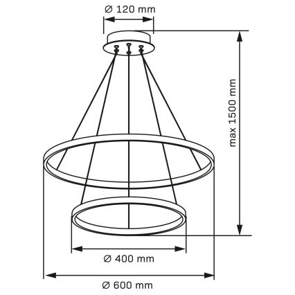 Lampadario LED a sospensione con filo LEA LED/35W/230V 4000K diametro 60 cm cromo opaco