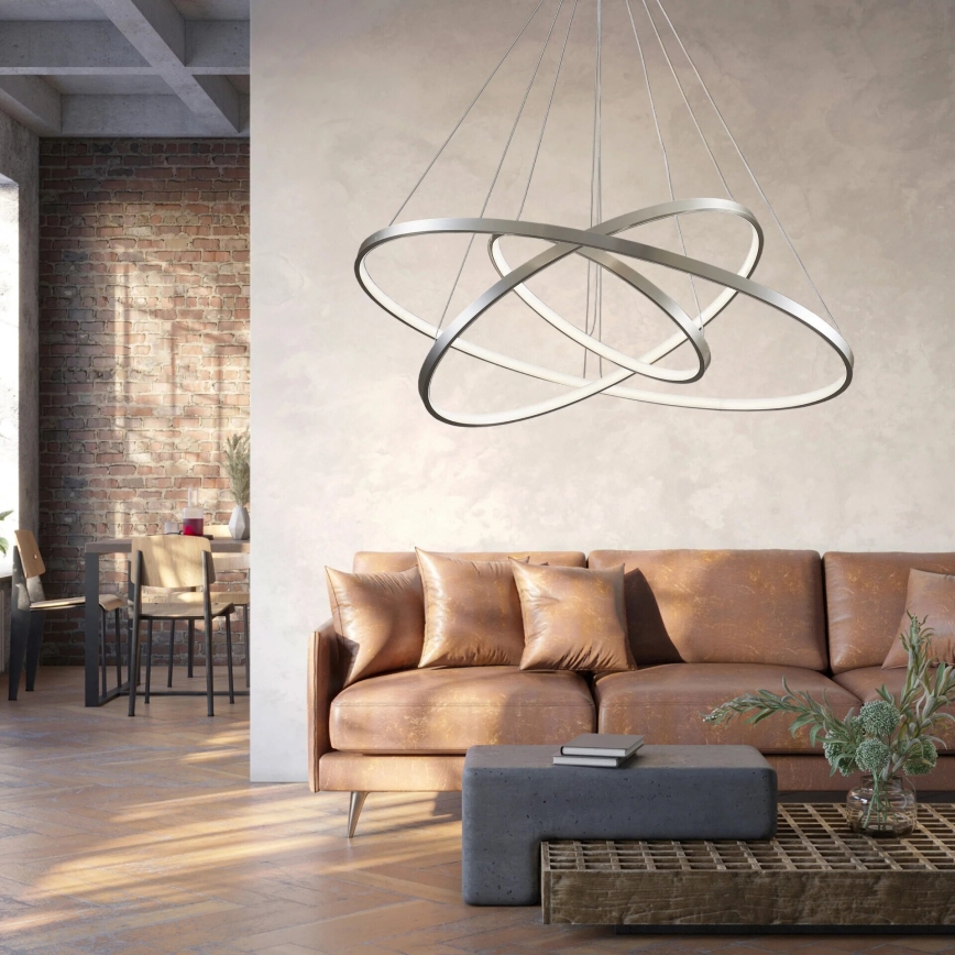 Lampadario LED a sospensione con filo LEA LED/60W/230V 4000K diametro 80 cm cromo opaco