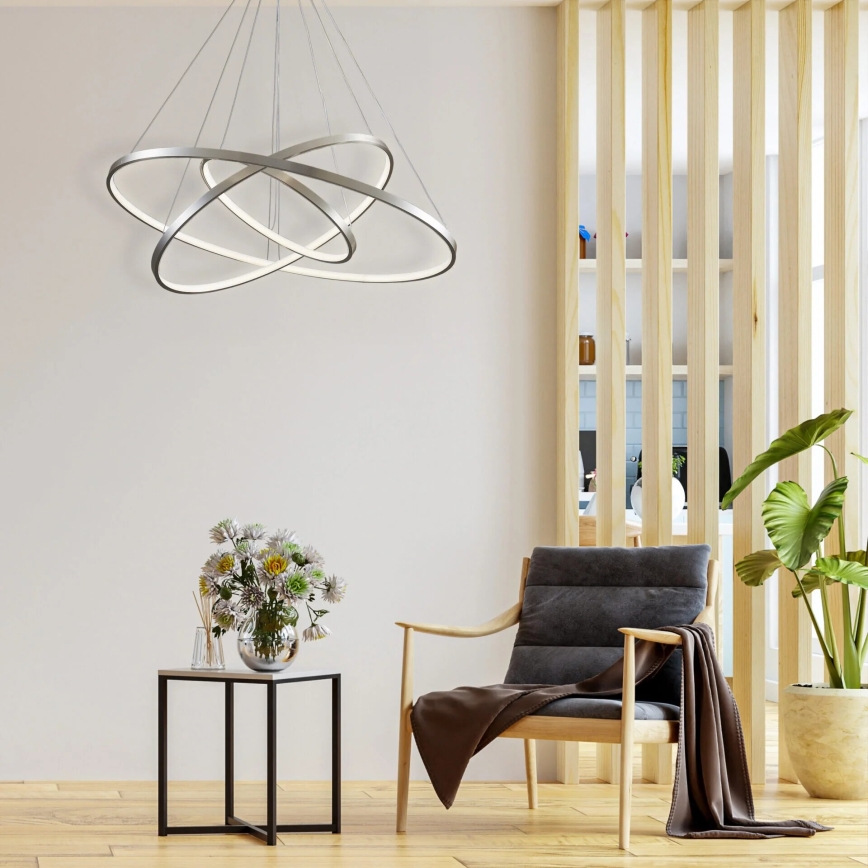 Lampadario LED a sospensione con filo LEA LED/60W/230V 4000K diametro 80 cm cromo opaco