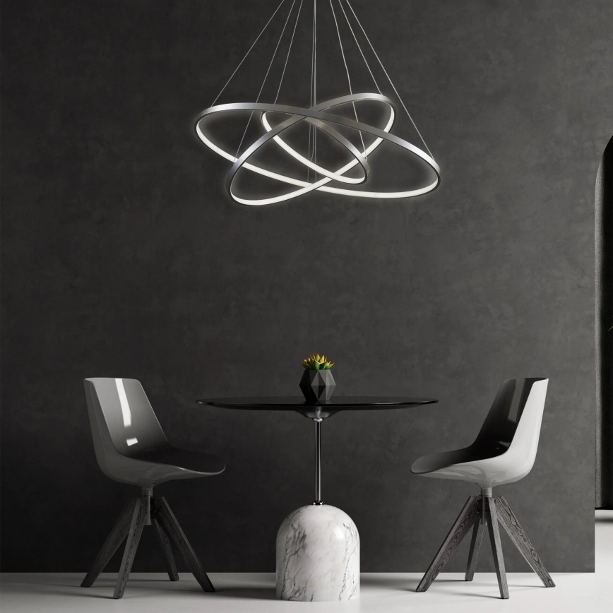 Lampadario LED a sospensione con filo LEA LED/60W/230V 4000K diametro 80 cm cromo opaco