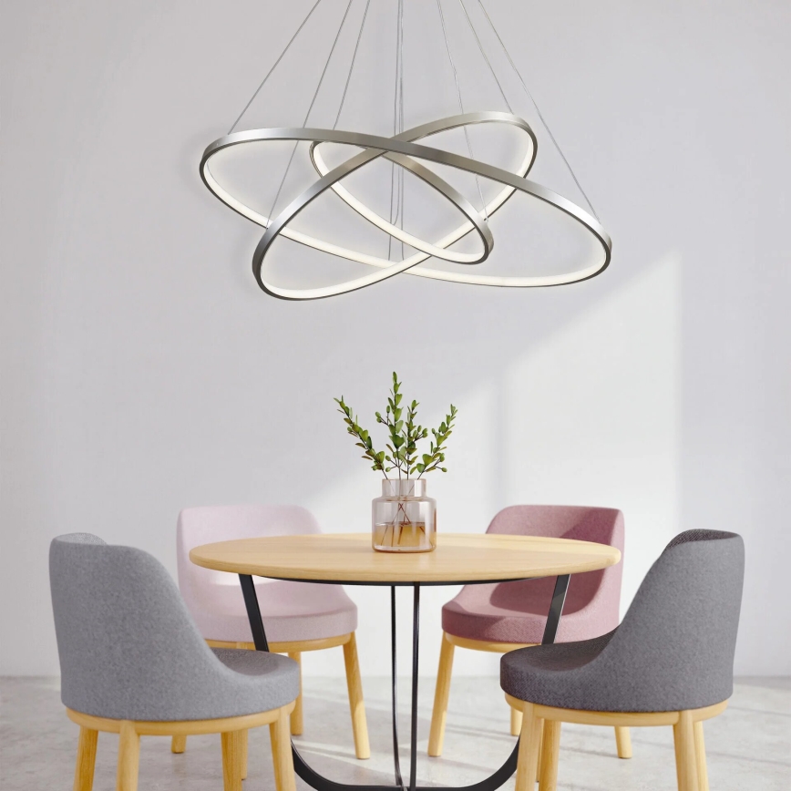 Lampadario LED a sospensione con filo LEA LED/60W/230V 4000K diametro 80 cm cromo opaco