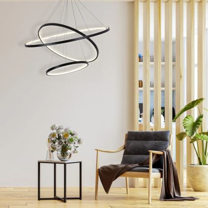 Lampadario LED a sospensione con filo LEA LED/60W/230V 4000K diametro 80 cm nero