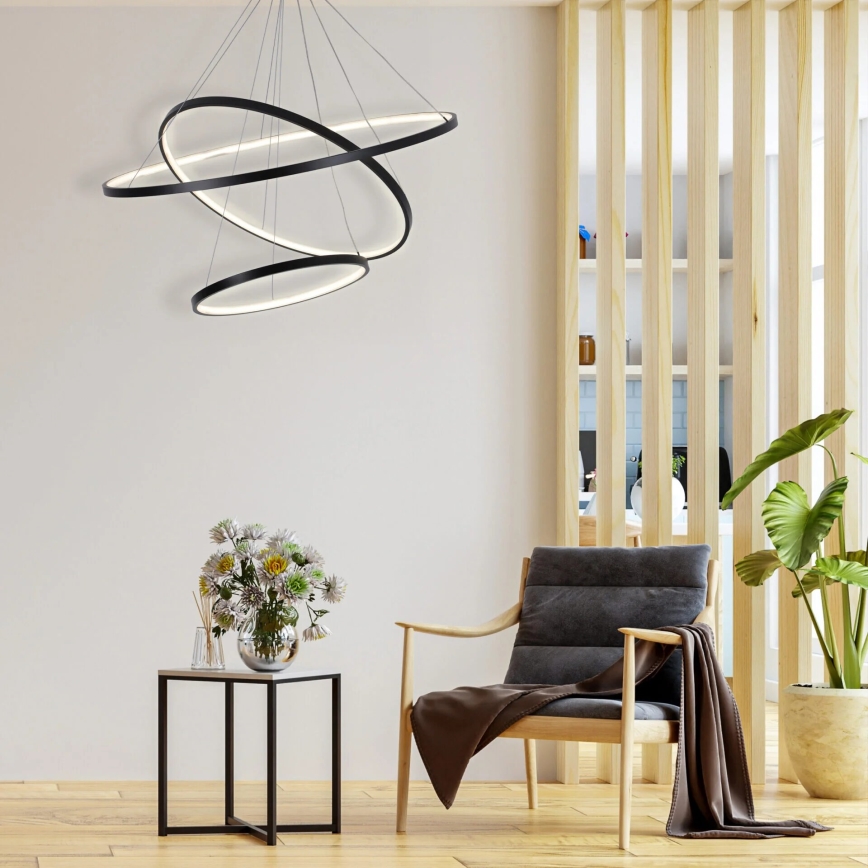 Lampadario LED a sospensione con filo LEA LED/60W/230V 4000K diametro 80 cm nero