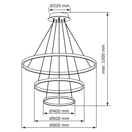 Lampadario LED a sospensione con filo LEA LED/60W/230V 4000K diametro 80 cm nero