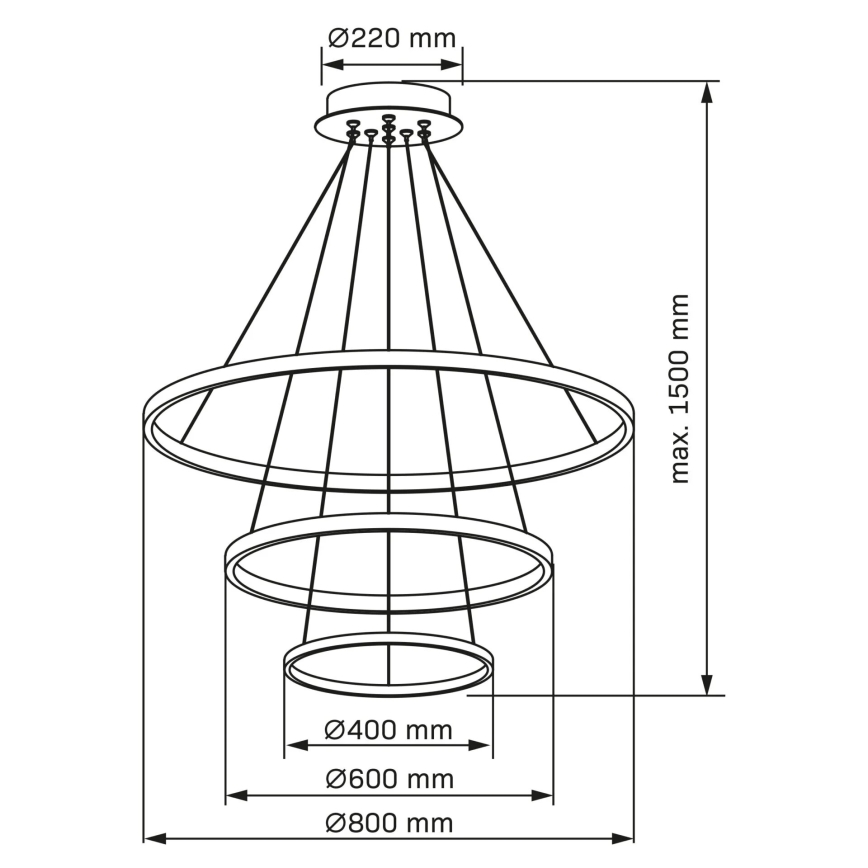 Lampadario LED a sospensione con filo LEA LED/60W/230V 4000K diametro 80 cm nero