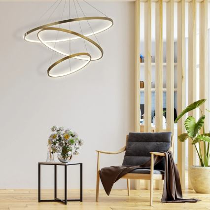 Lampadario LED a sospensione con filo LEA LED/60W/230V 4000K diametro 80 cm oro