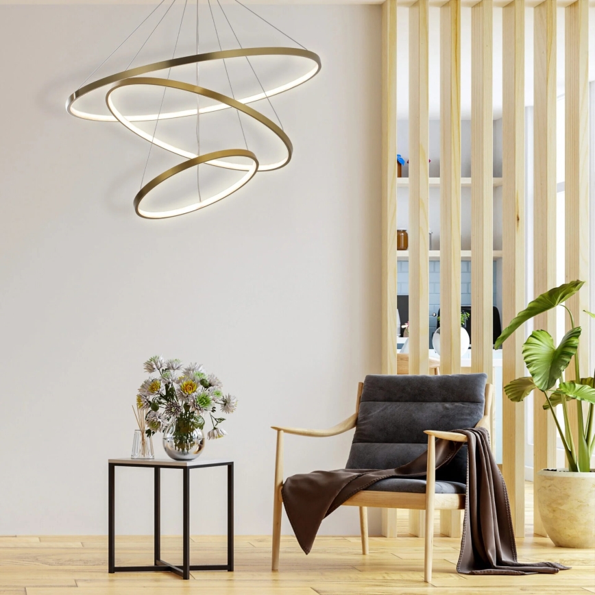 Lampadario LED a sospensione con filo LEA LED/60W/230V 4000K diametro 80 cm oro