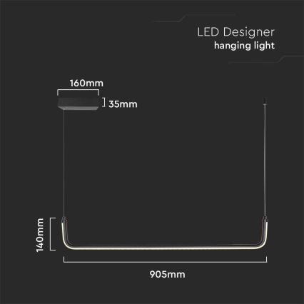 Lampadario LED a sospensione con filo LED/12W/230V 4000K 90 cm nero
