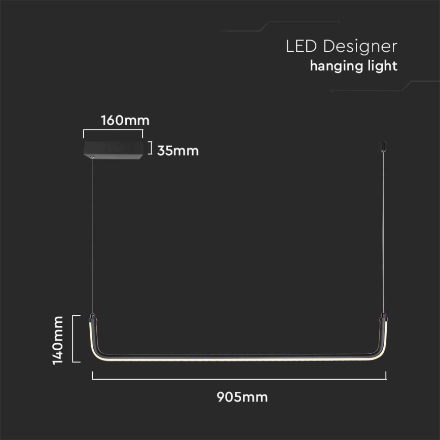 Lampadario LED a sospensione con filo LED/12W/230V 4000K 90 cm nero