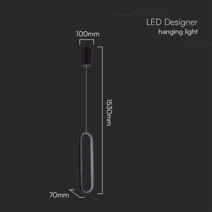 Lampadario LED a sospensione con filo LED/13W/230V 3000K nero