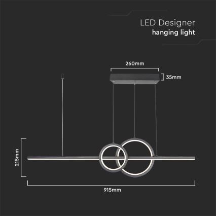 Lampadario LED a sospensione con filo LED/15W/230V 4000K 80 cm nero