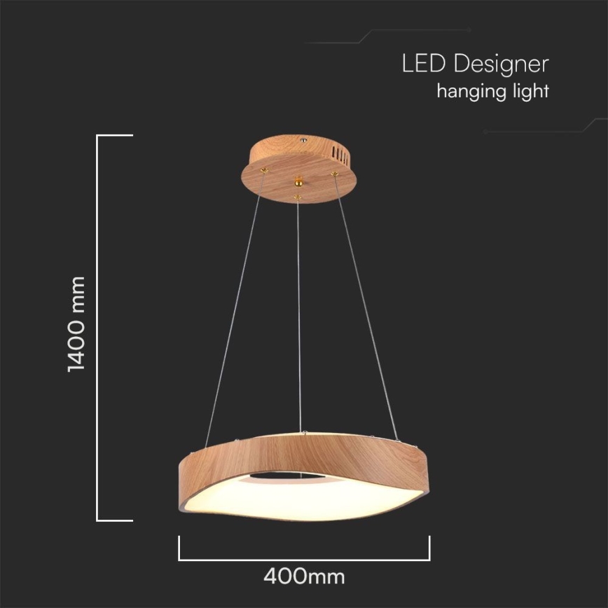 Lampadario LED a sospensione con filo LED/18W/230V 3000K ø 40 cm marrone