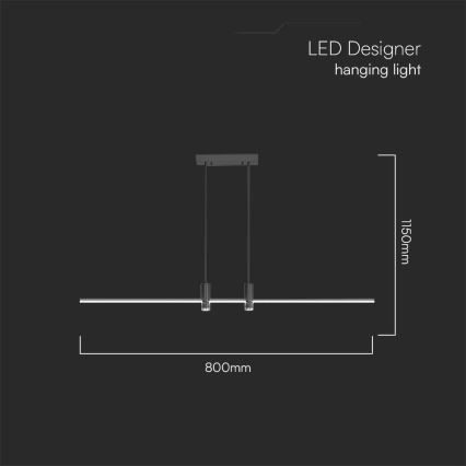 Lampadario LED a sospensione con filo LED/19W/230V 4000K nero