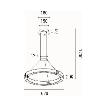 Lampadario LED a sospensione con filo LED/21W/230V 3000K 42x120 cm