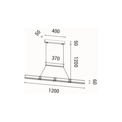 Lampadario LED a sospensione con filo LED/21W/230V 3000K 45x120 cm