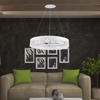 Lampadario LED a sospensione con filo LED/25W/230V 3000K diametro 50 cm bianco