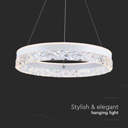 Lampadario LED a sospensione con filo LED/25W/230V 3000K diametro 50 cm bianco