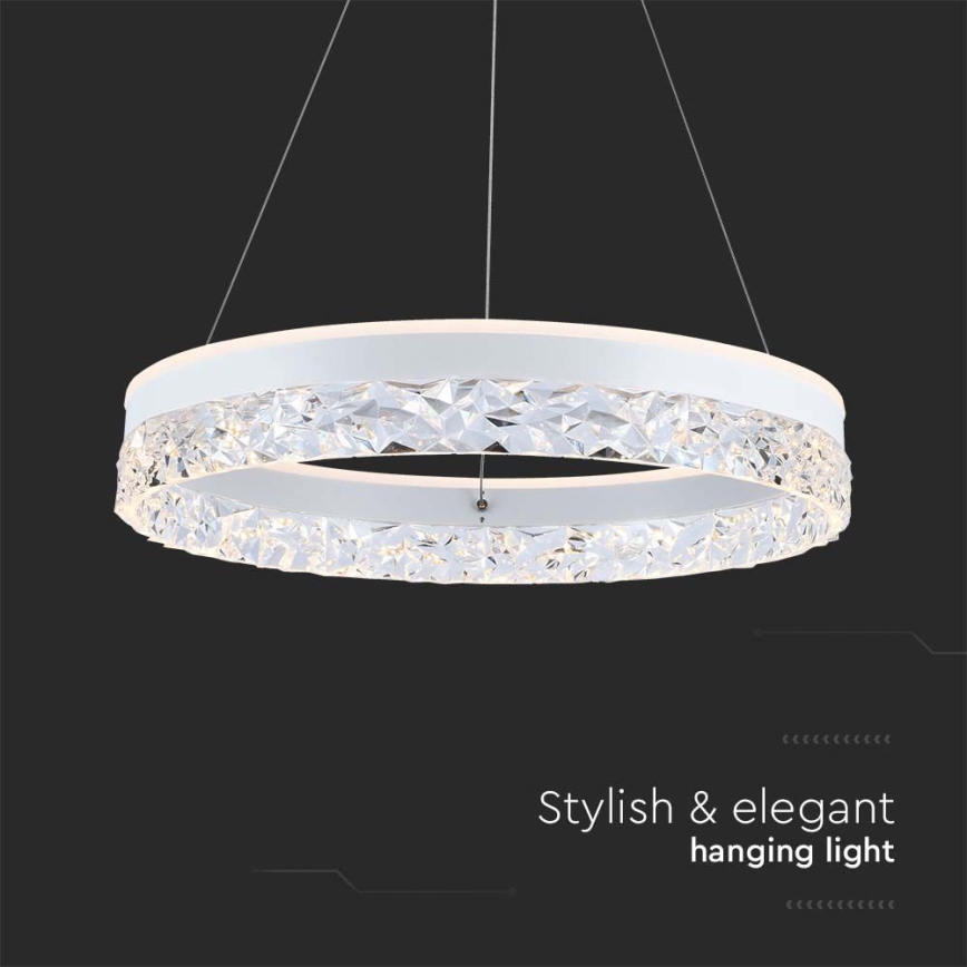 Lampadario LED a sospensione con filo LED/25W/230V 3000K diametro 50 cm bianco