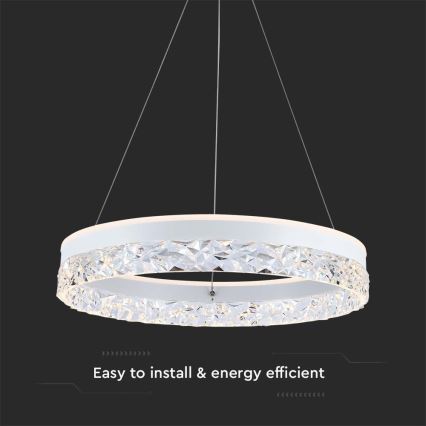 Lampadario LED a sospensione con filo LED/25W/230V 3000K diametro 50 cm bianco