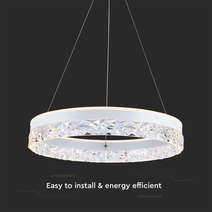 Lampadario LED a sospensione con filo LED/25W/230V 3000K diametro 50 cm bianco