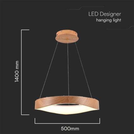 Lampadario LED a sospensione con filo LED/25W/230V 3000K ø 50 cm marrone