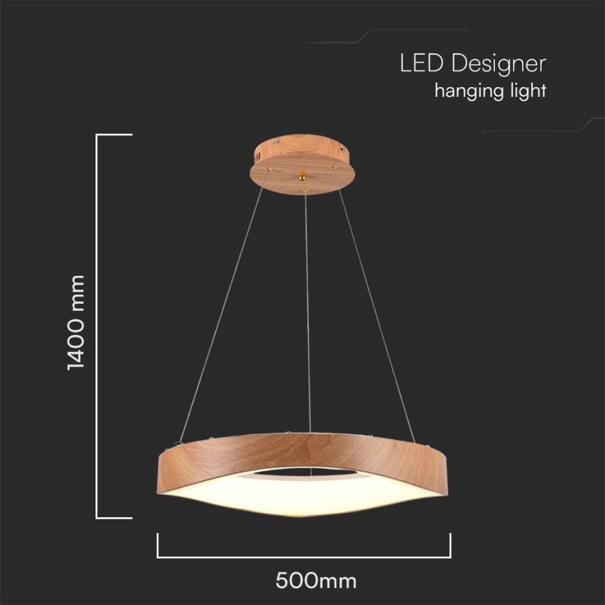 Lampadario LED a sospensione con filo LED/25W/230V 3000K ø 50 cm marrone