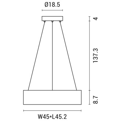 Lampadario LED a sospensione con filo LED/30W/230V 3000K 45x45 cm grigio