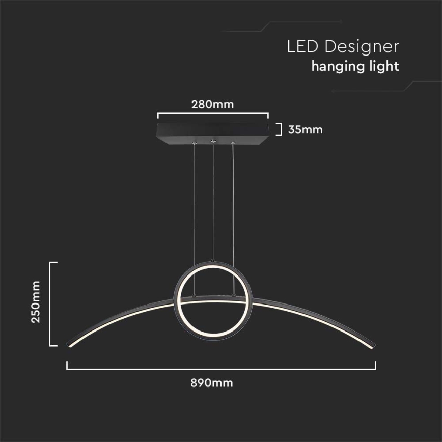 Lampadario LED a sospensione con filo LED/30W/230V 4000K 88 cm nero