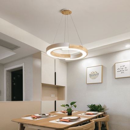 Lampadario LED a sospensione con filo LED/32W/230V 3000K bianco/legno