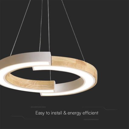 Lampadario LED a sospensione con filo LED/32W/230V 3000K bianco/legno