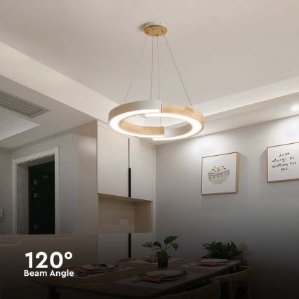 Lampadario LED a sospensione con filo LED/32W/230V 3000K bianco/legno