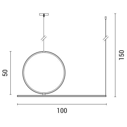 Lampadario LED a sospensione con filo LED/32W/230V 3000K nero