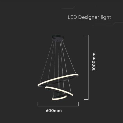 Lampadario LED a sospensione con filo LED/32W/230V 3000K nero