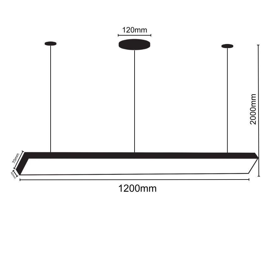 Lampadario LED a sospensione con filo LED/32W/230V 4000K diametro 120 cm nero