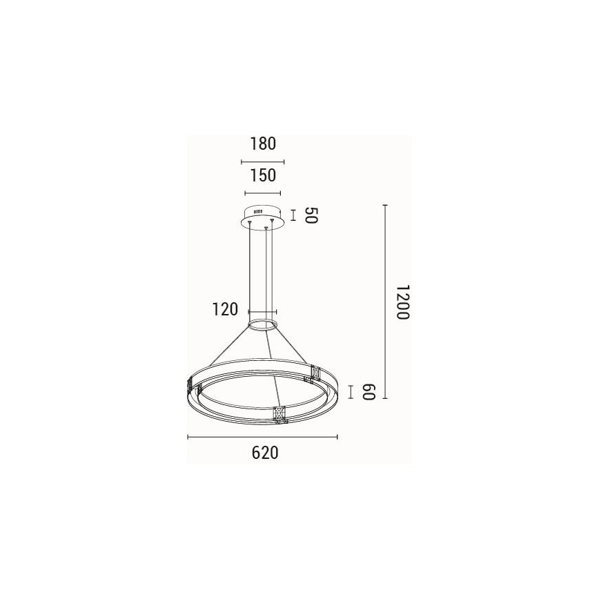 Lampadario LED a sospensione con filo LED/33W/230V 3000K 62x120 cm