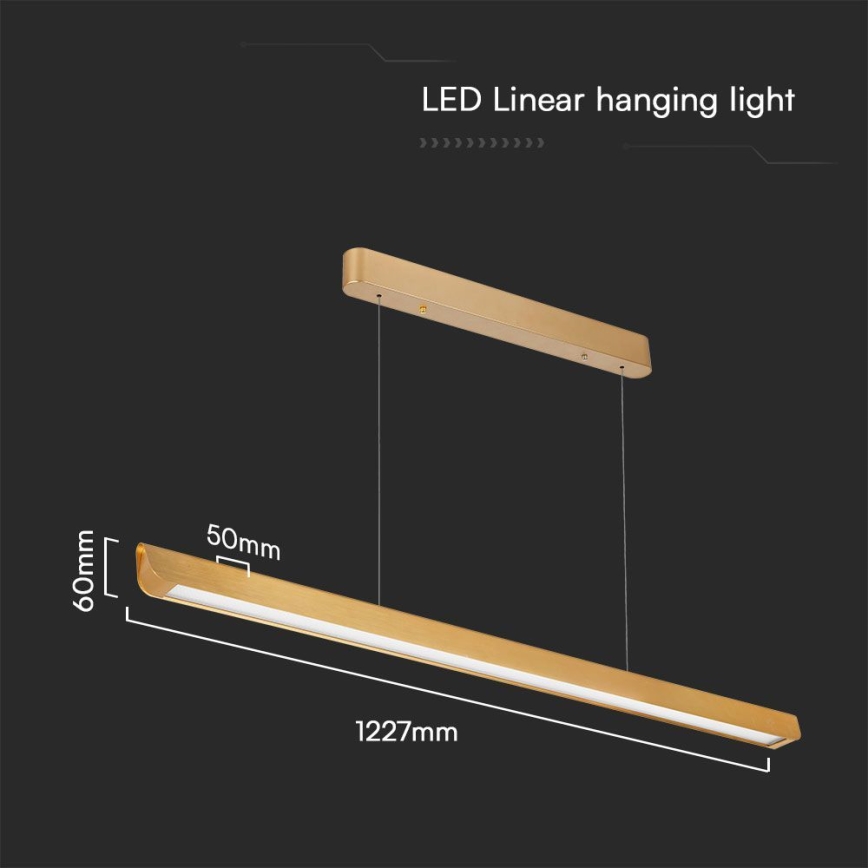 Lampadario LED a sospensione con filo LED/36W/230V 3000/4000/6400K oro