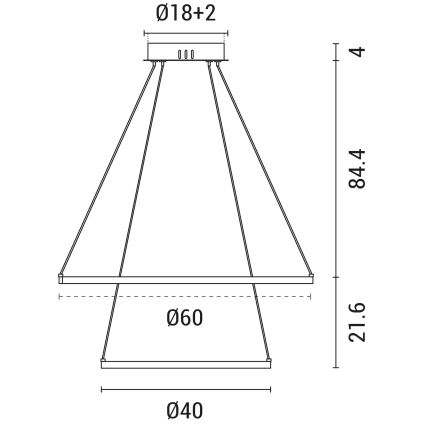 Lampadario LED a sospensione con filo LED/37W/230V 3000K bianco