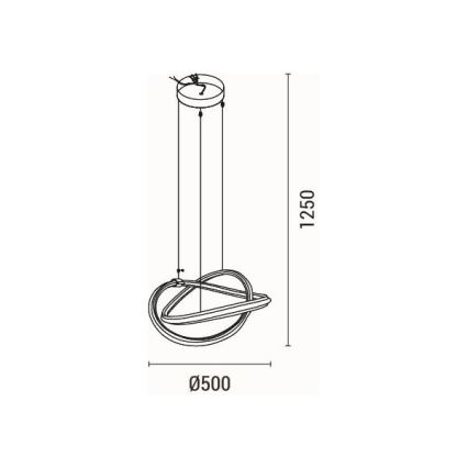 Lampadario LED a sospensione con filo LED/38W/230V 3000K 50x120 cm