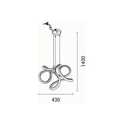 Lampadario LED a sospensione con filo LED/38W/230V 3000K