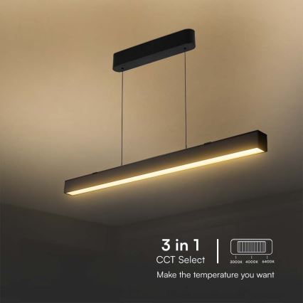 Lampadario LED a sospensione con filo LED/40W/230V 3000/4000/6400K nero