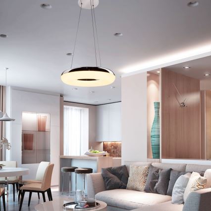 Lampadario LED a sospensione con filo LED/40W/230V 3000K diametro 40 cm cromo lucido