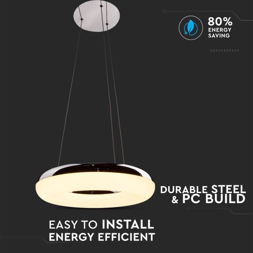 Lampadario LED a sospensione con filo LED/40W/230V 3000K diametro 40 cm cromo lucido