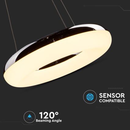 Lampadario LED a sospensione con filo LED/40W/230V 3000K diametro 40 cm cromo lucido