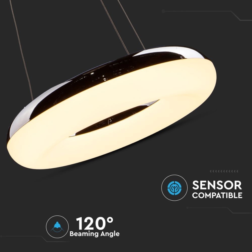 Lampadario LED a sospensione con filo LED/40W/230V 3000K diametro 40 cm cromo lucido