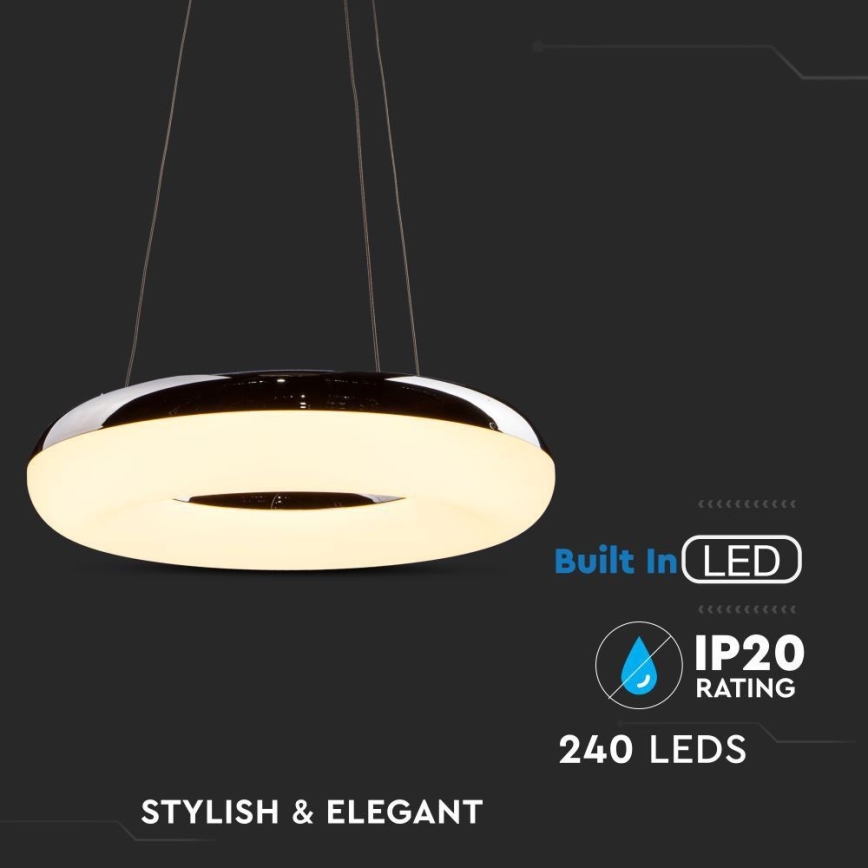 Lampadario LED a sospensione con filo LED/40W/230V 3000K diametro 40 cm cromo lucido