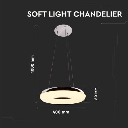 Lampadario LED a sospensione con filo LED/40W/230V 3000K diametro 40 cm cromo lucido