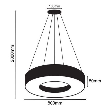 Lampadario LED a sospensione con filo LED/40W/230V 4000K diametro 80 cm