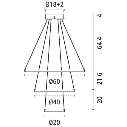 Lampadario LED a sospensione con filo LED/42W/230V 3000K nero