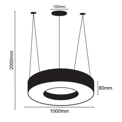 Lampadario LED a sospensione con filo LED/50W/230V 4000K diametro 100 cm nero